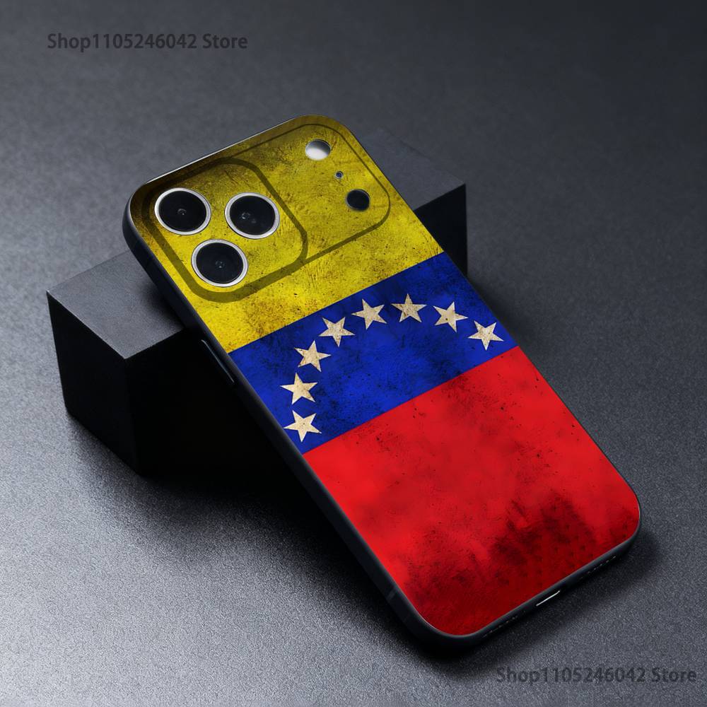 Venezuela Venezuelan Flag Wear-resistant Phone Case For iPhone 17,16,15,14,13,12,11,Pro,XS,Max,XR,Plus Black Soft Cover