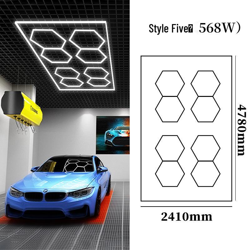 Honeycomb Hexagonal Garage & Car Wash Waterproof Lights - 110V/220V