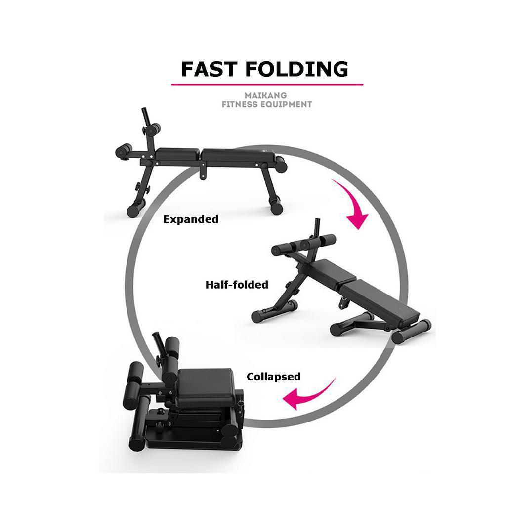 Fitness Board Workout Abdominal Traine Core Strength Training Equipment Black Folding Adjustable Ab Sit Up Bench Decline Home Gym Crunch