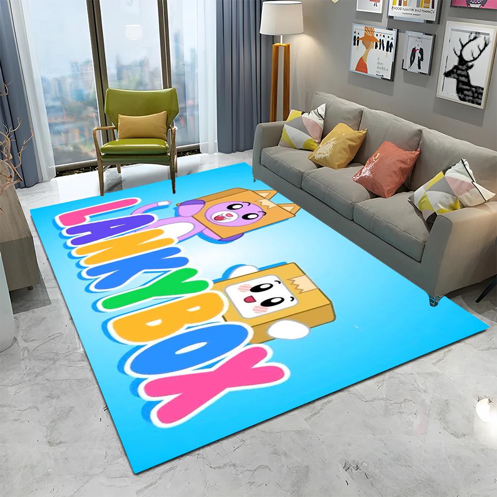 Happy Foxy Boxy and Rocky Lankybox Carpet Rug for Home Living Room Bedroom Sofa Doormat Decor,kids Area Rug Non-slip Floor Mat