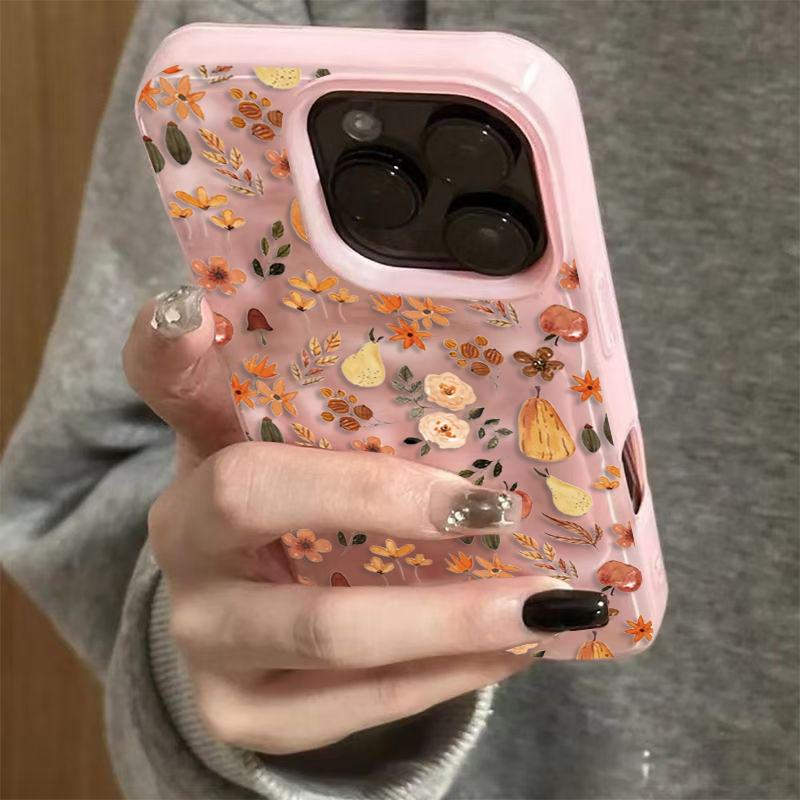 

Чехол для телефона с осенним цветочным узором Для iPhone 16 Pro Max 17 Air 15 Plus 14 13 12 11 Текстура складок Мягкая задняя крышка iPhone 12 Pro Max