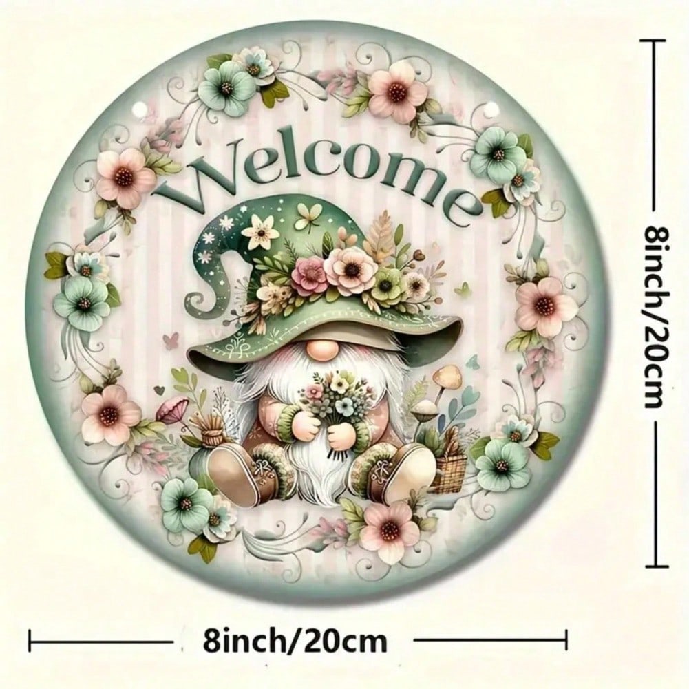 Rustic Welcome Gnome Wall Art Metal Sign Farmhouse Home Garden Porch Decor