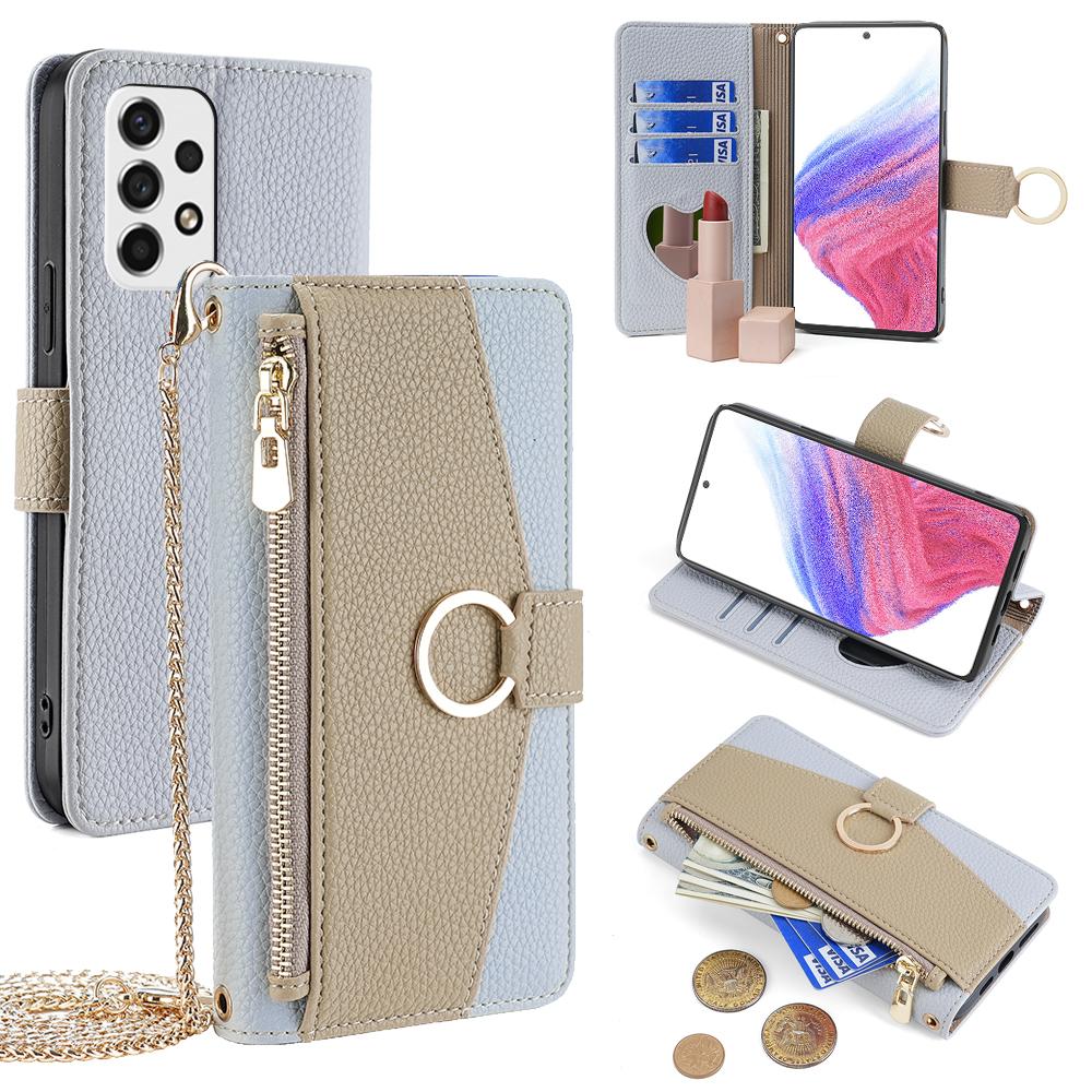 For Samsung Galaxy A53 5G Case Wallet Crossbody Phone Bag with Zipper Pocket