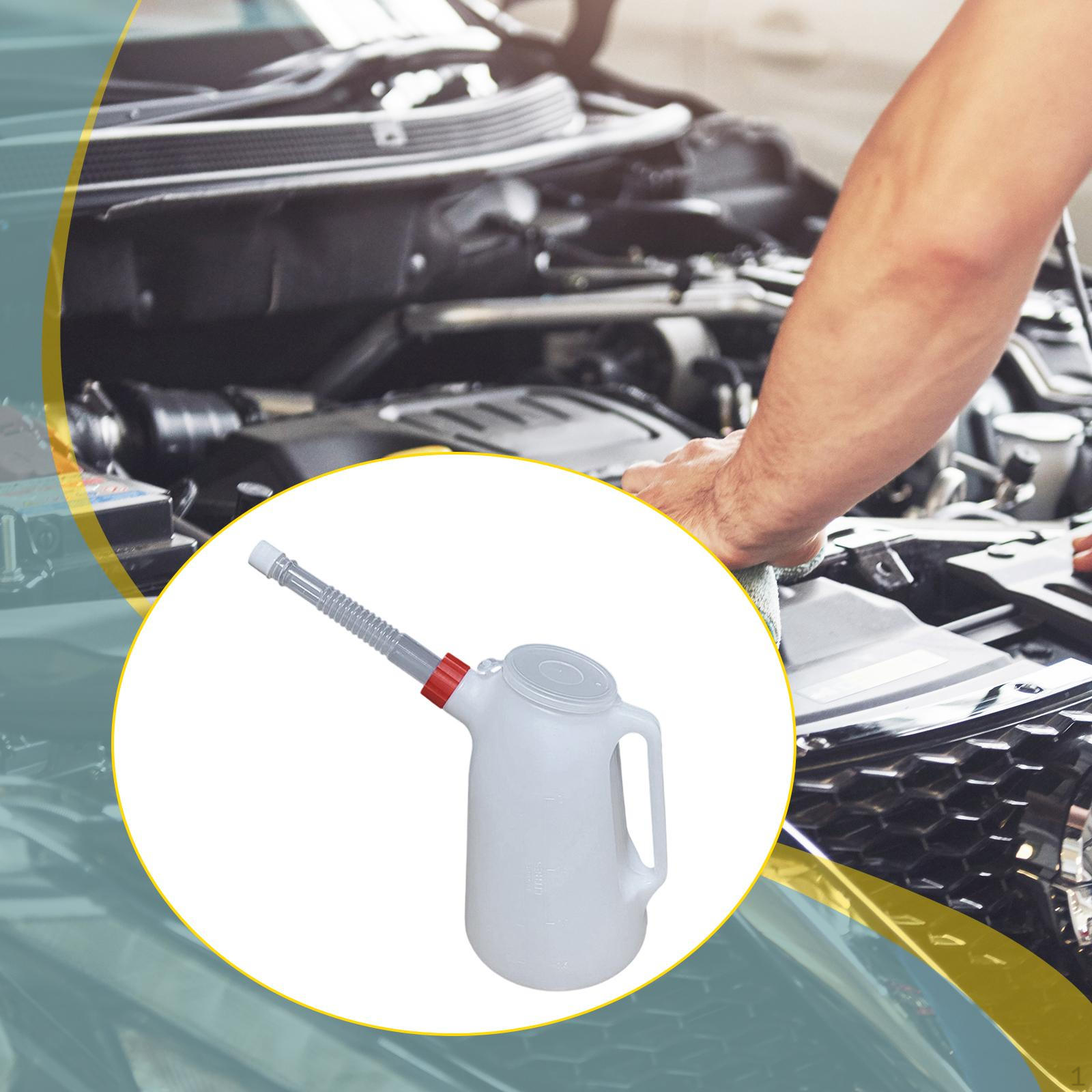 

Oil Jug with Long Spout Engine Dispenser Durability Multifunction Portable Sturdy Cap 2L