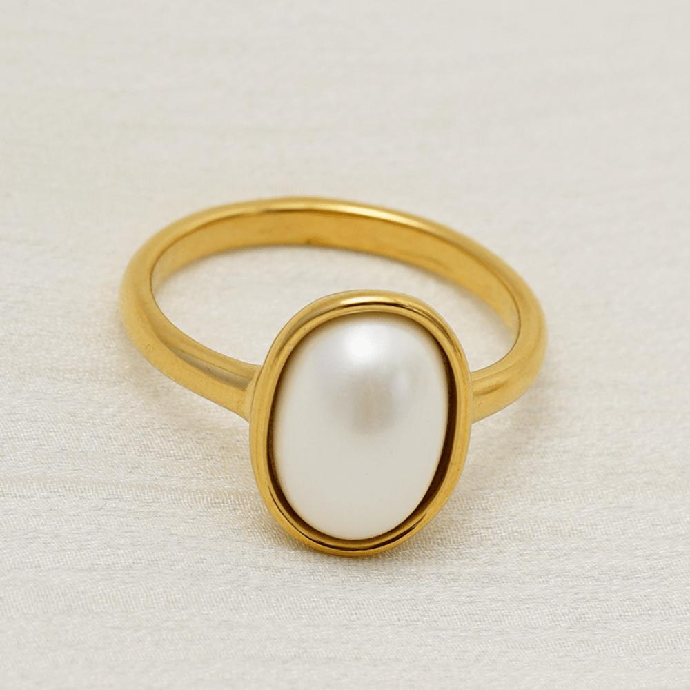 European and American Retro Oval Hemming Ring Simple Bright Gold Thin Ring Commuting Versatile Gentle Temperament Women's Ring