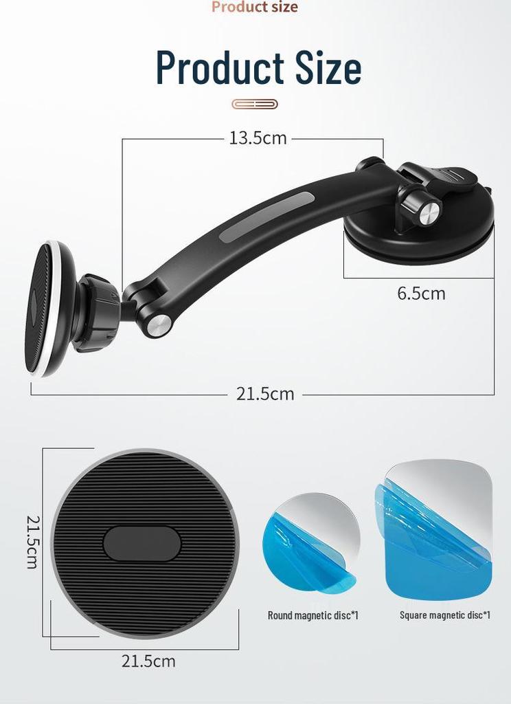 Magnetic Dashboard Car Phone Holder with Suction Cup
