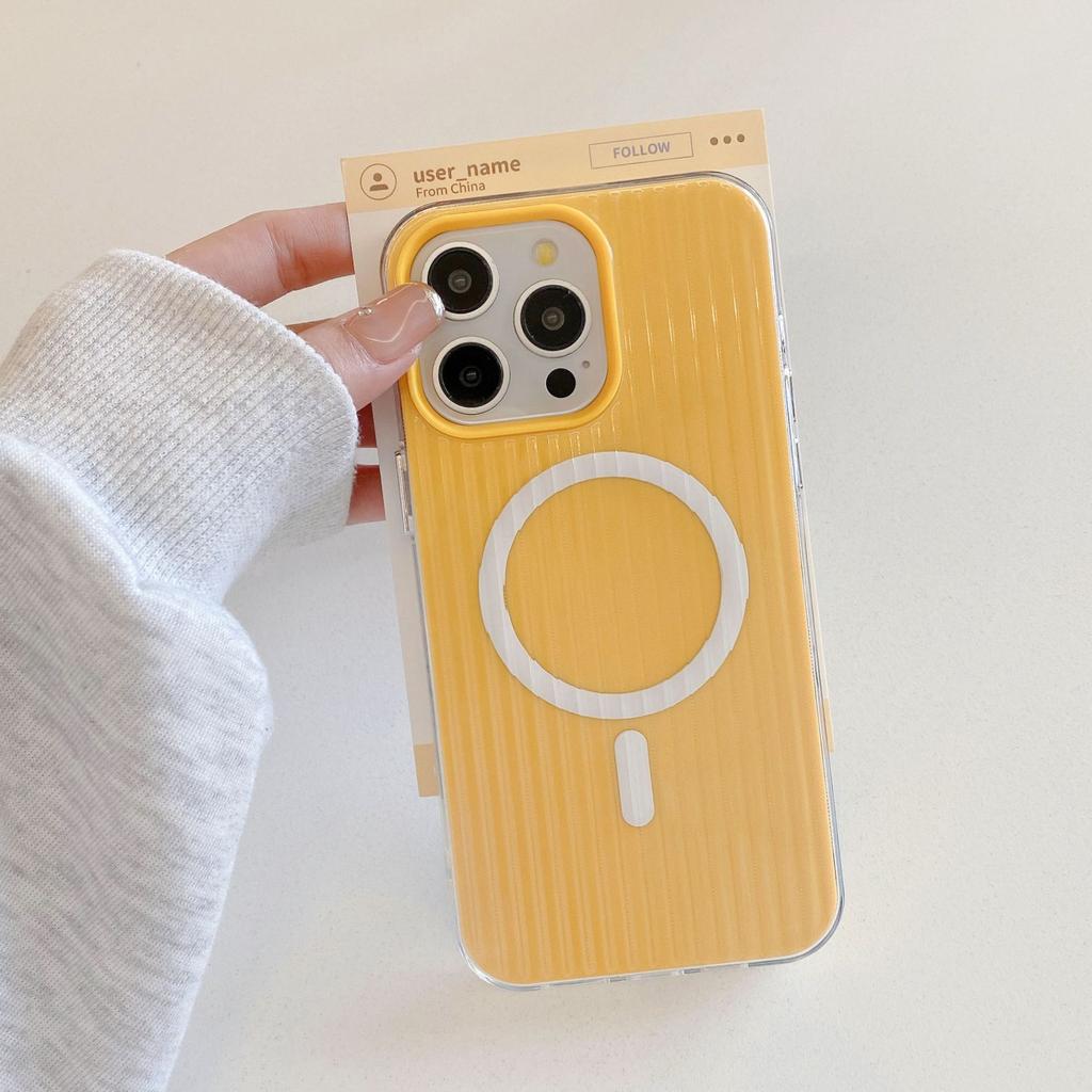 Magnetic stripe 2-in-1 suitable for iPhone17Pro max Apple 16 mobile phone case 15/14 simple candy color