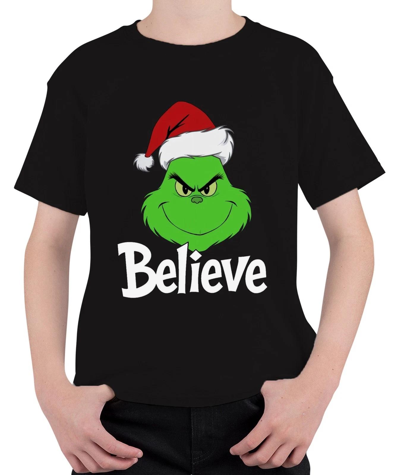 Believe Grinch Weihnachten Lustig Weihnachtsgeschenk Familie Unisex Kinder T-Shi XXXL