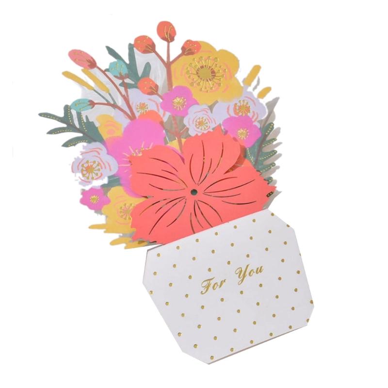 Mother Day Greetings Card Flower Bouquet Popup Card,Birthday Card,Gift Cards For Valentines Day,Graduation, Anniversary