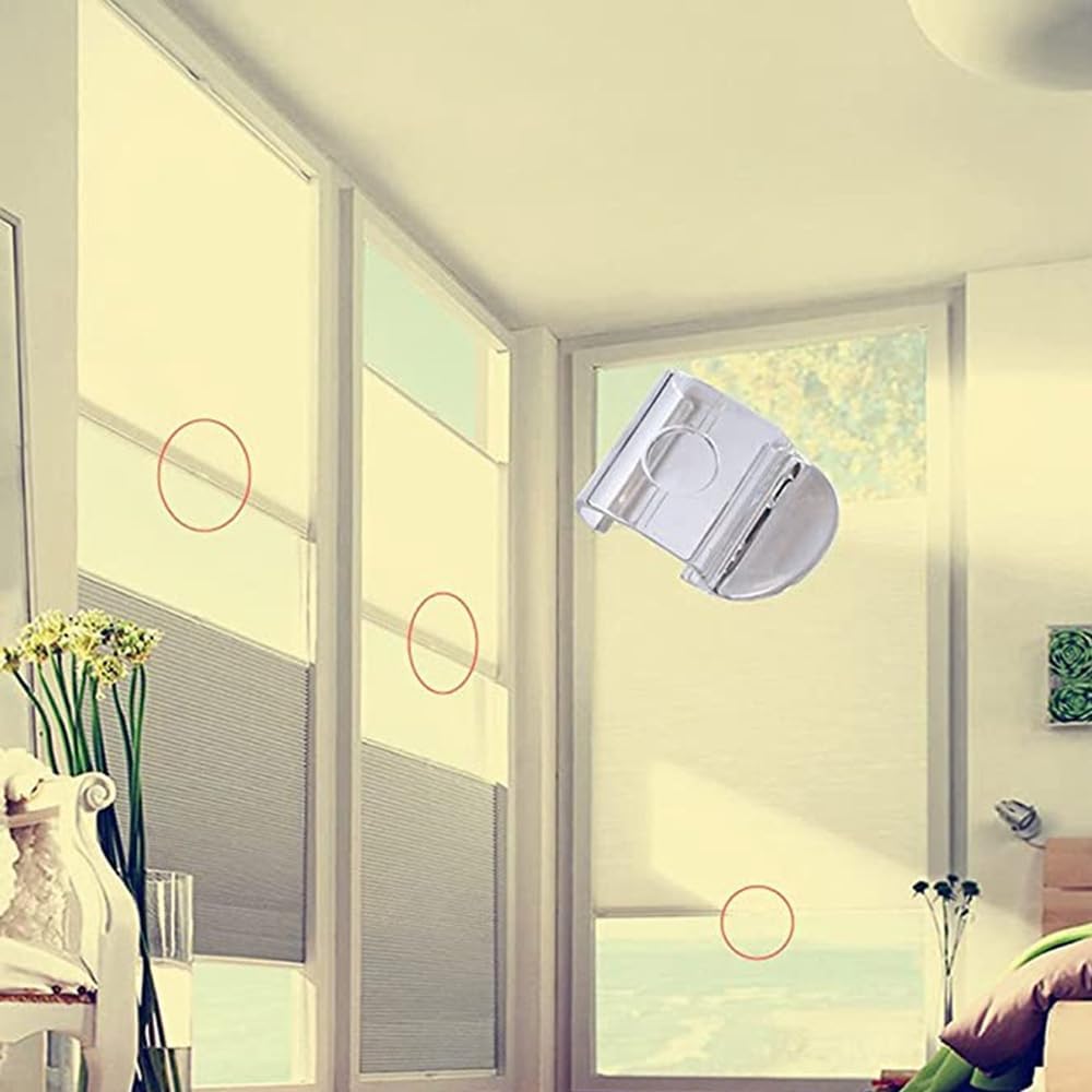 6 Pcs Blinds Cordless Handles, Shade Clips, Roller Blind Cord Clip with Mini Bottom Rail End Cap, Curtain Hardware Hooks