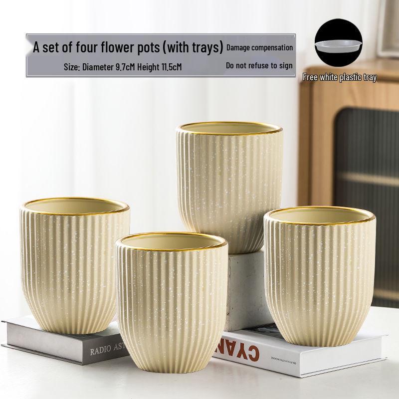 Nordic High-Leg Ceramic Orchid Pot: Durable, Artistic for Home or Balcony Use