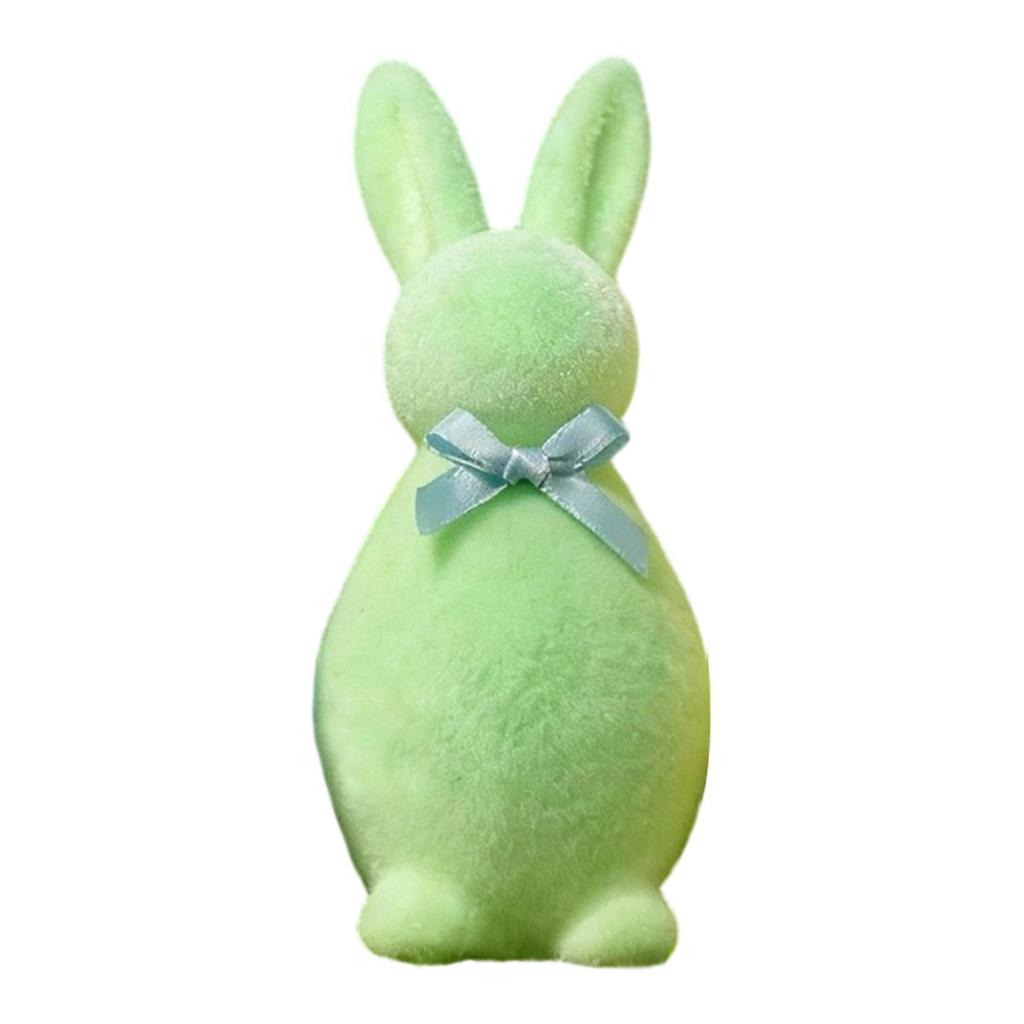 Mini Rabbit Sculpture Flocked Foam Crafts Bunny Collectible for Living Room Easter Table Centerpiece Decor