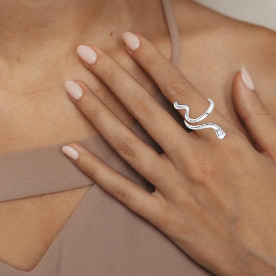 Women Men Snake Ring Adjustable Design Allergy Free Easy Fit Open Ring