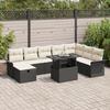 VidaXL 9-Piece Garden Sofa Set with Black Cushions In Synthetic Rattan 3359694