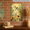 2D Flat - 1pc Vintage Dragonfly Floral Metal Sign | Aluminum Wall Art Decor, Garden Cafe Garage Engraving, 8x12 Inch, for Home Restaurant Indoor