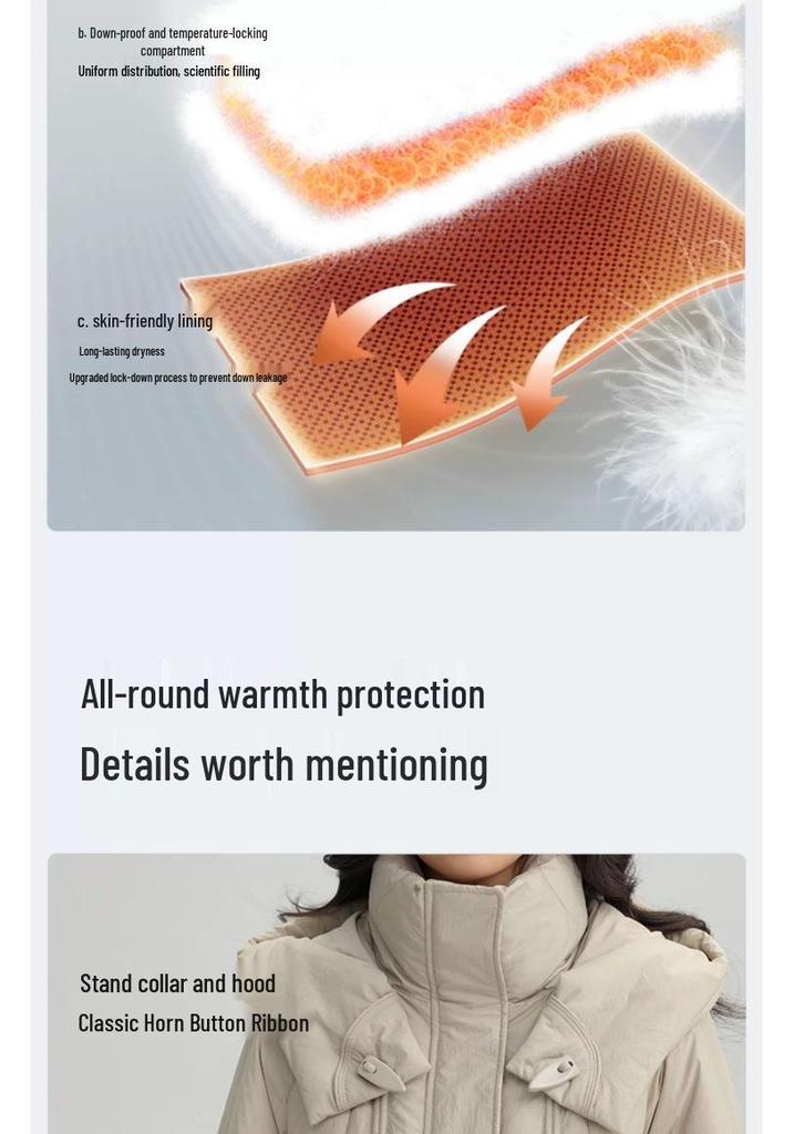 Yaya Women's 2025 Winter Ski Down Jacket - New Arrival, Short, Thickened, Hooded, Loose, Warm Duck Down Coat.