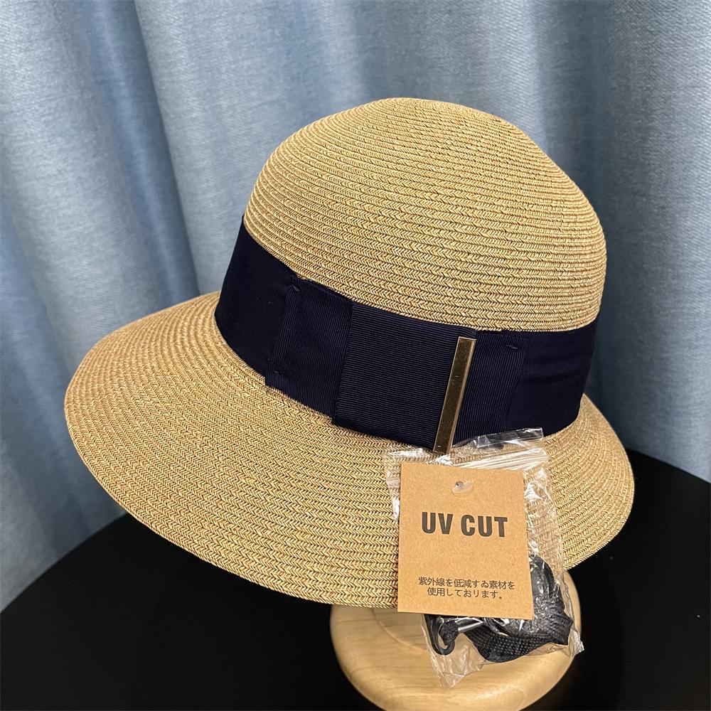 Straw Hat Children Spring and Summer Seaside Vacation Beach Hat Temperament Bucket Hat Casual Sunscreen Hat Travel Straw Weaving