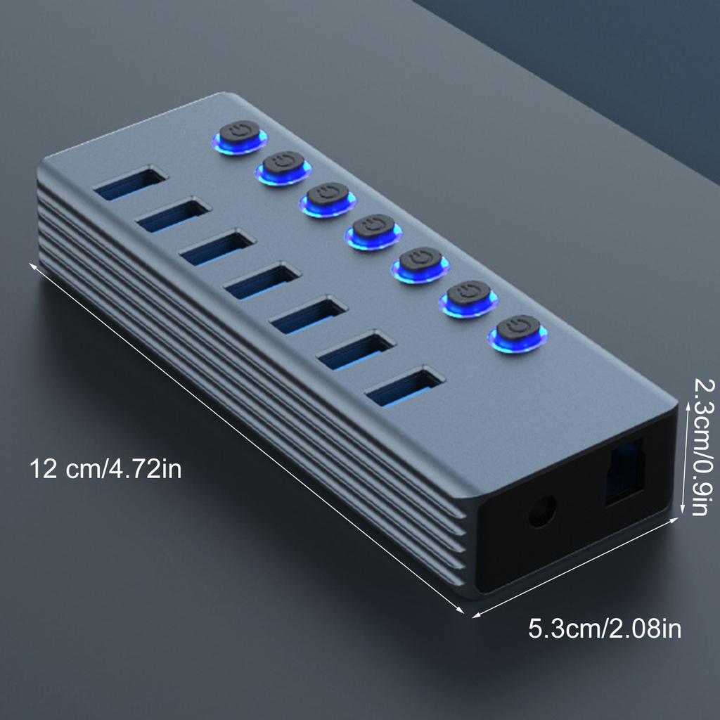 USB 3.0 Extension Hub With 7 Port And Individual LED Indicators for Efficient Data Transfer On Computer