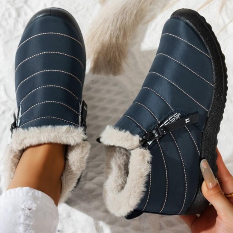 Snow Boots Woman Soft Ladies Shoes Slip On Women Booties Solid Ankle Boots Waterproof Couple Plush Botas Mujer Boots Women