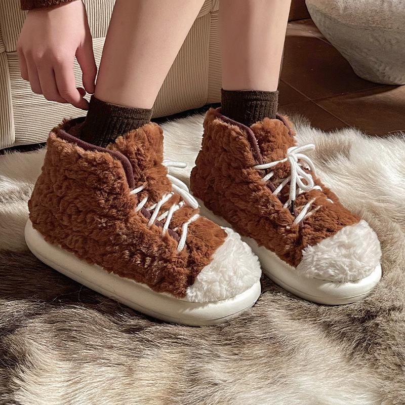 Fashion Home Fuzzy Slipper Snow Boot Women Winter Warm Fur Plush Indoor Lazy Female Thermal Furry House Shoe Platform Flat Flip Flop