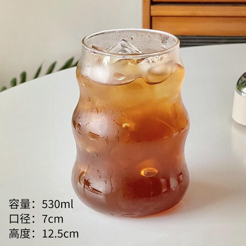 1Pcs Ins Coffee Glass Cup Heat-resistant Tumbler Drinkware Transparent Tea Juice Milk Coffee Mug Home Water Glasses Stripe Mug
