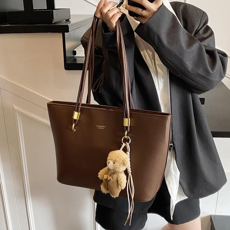 Retro simple handbag large capacity casual versatile texture tote bag niche versatile underarm shoulder bag