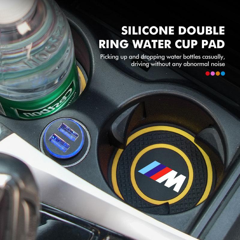 For BMW 2pcs Silicone Car Anti-Slip Water Cup Pads Durable Car Cup Holder Mat Performance X1 X3 X5 E39 E46 E90 F20 E60 F30 M3 M5
