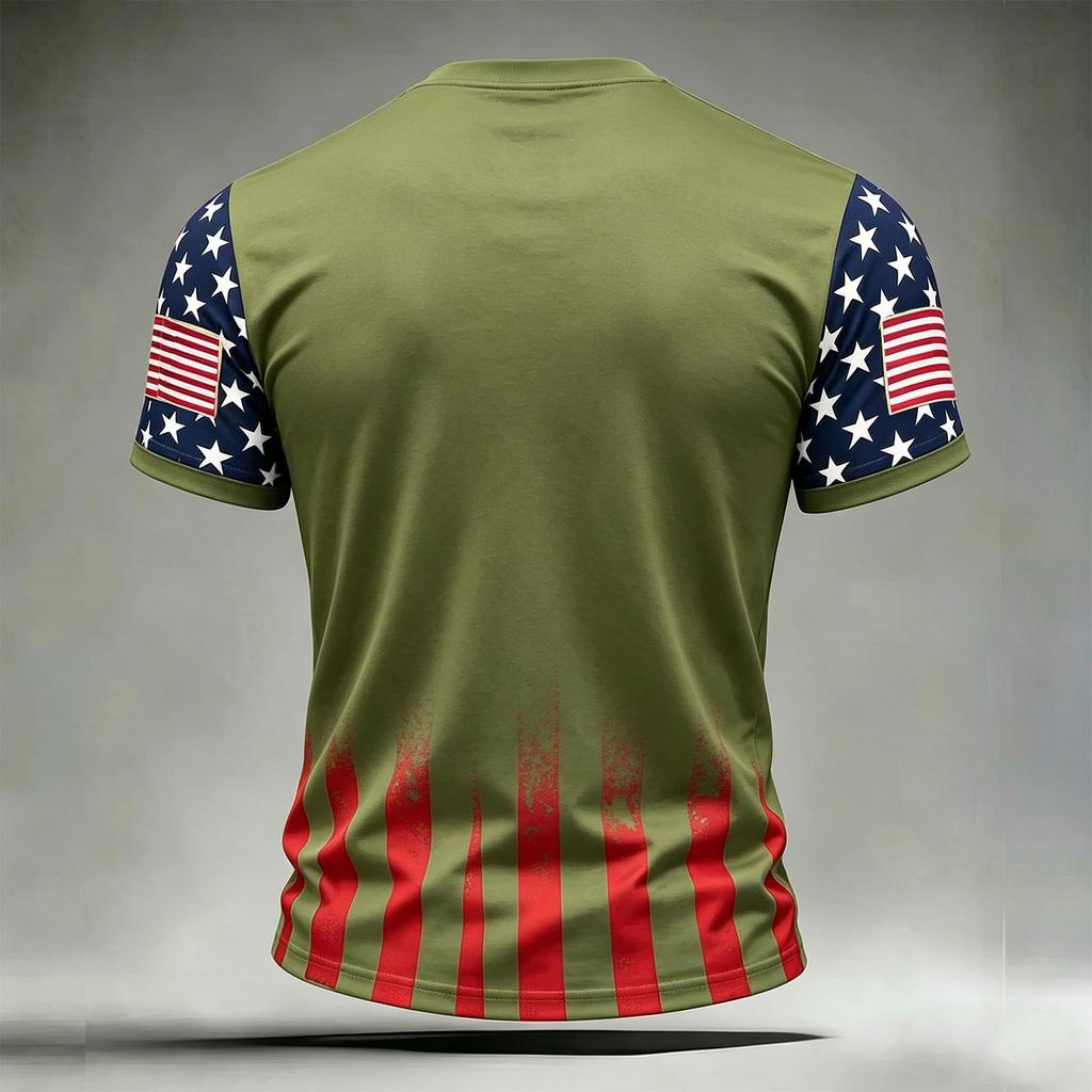 Men's Casual Printed Crew Neck Lightweight Breathable Short Sleeve Shirt USA Themed Graphic Design Comfortable Fit