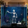 Freshwater Aquarium Landscaping Halloween Dancing Skeleton, Bubble Driven Moving Joints Skeleton Decorations Ornament, Realistic Swing Skull