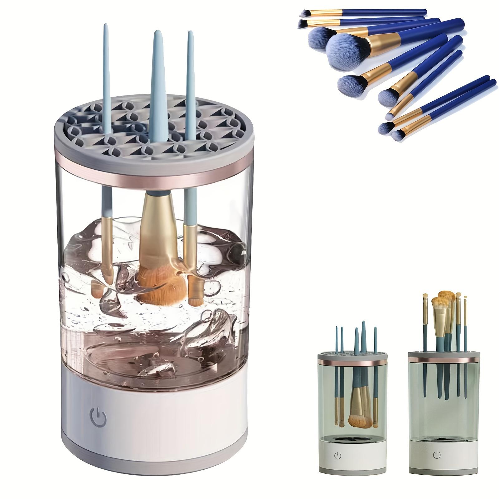

3 в 1 Електричний засіб для чищення пензликів для макіяжу Автоматичний обертовий тримач для пензликів для макіяжу Підставка Жіноча ледача мийка пензликів для чищення Інструмент для швидкого висихання білий