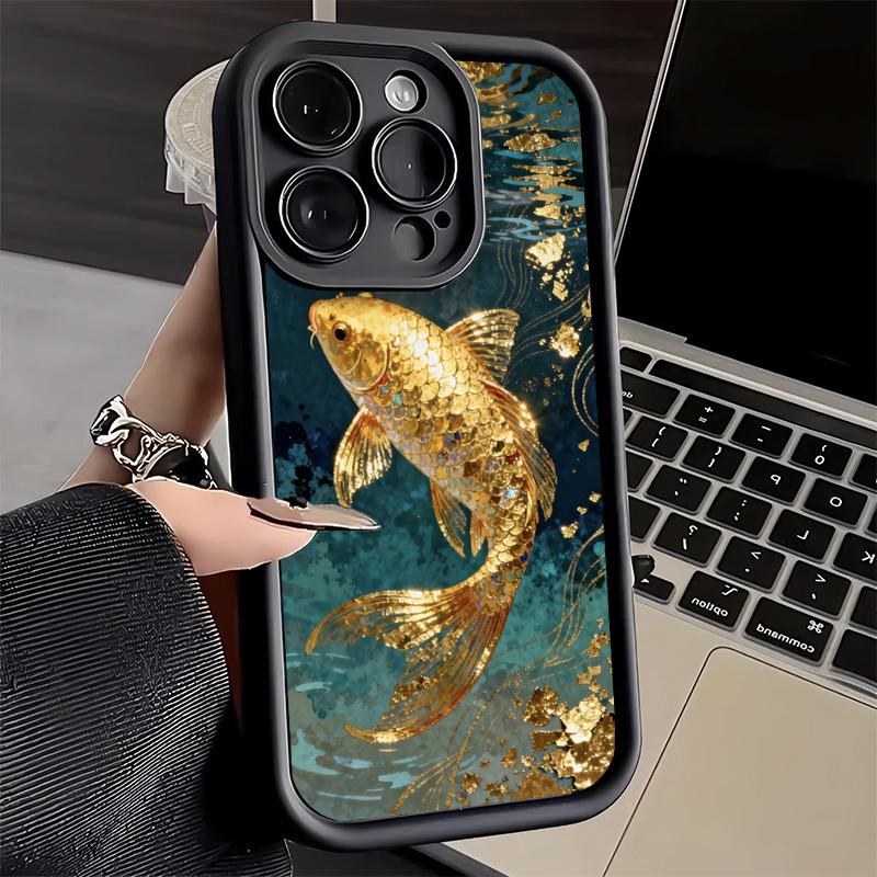 Phone Case for iPhone 17 Air 16E 15 16 Pro Max Golden Carp Lucky Koi Cover 14 Plus 13 12 Mini Soft Shell Silicone Fundas