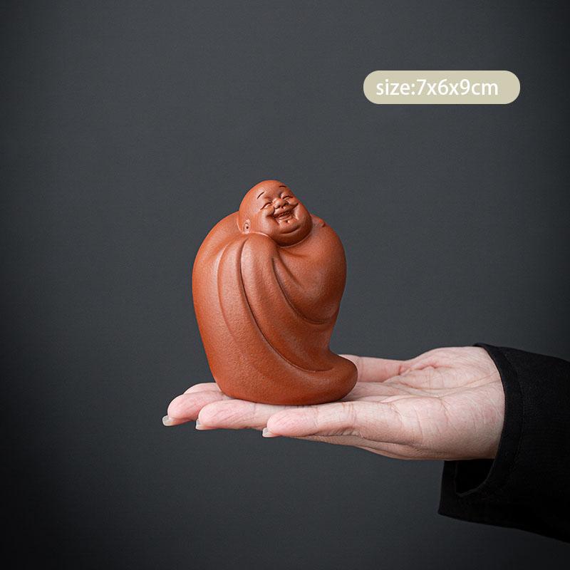 Творческий фиолетовый глиняный чайный питомец, маленькая фигурка Будды, монаха, украшения, ручная работа, скульптура, поделки, китайский чайный сервиз, аксессуары для декора