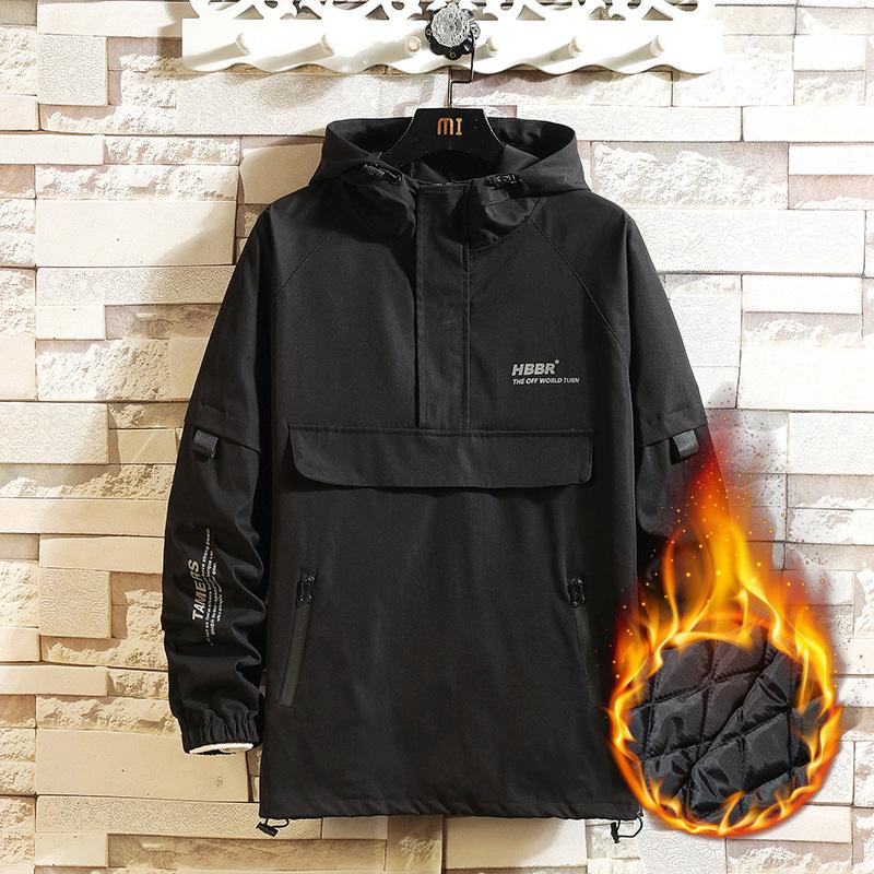 2023 Spring Hooded Casual Men's Jacket Street Style Windbreaker Bomber Jacket Men's Jacket 3 Warmth To Choose from