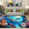 Uroczy dywanik z żółwiem morskim z kolorową podwodną sceną do salonu, sypialni, pokoju dziecięcego, dywanik dekoracyjny do domu