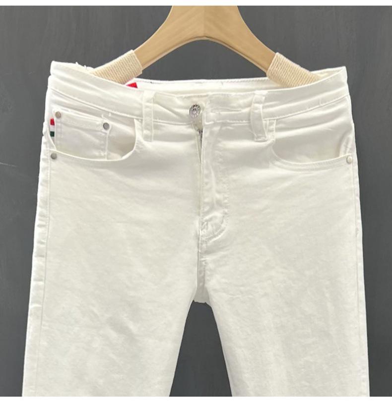 Men's White Slim Straight Nine-Point Summer Jeans - Versatile Business Casual Fashion