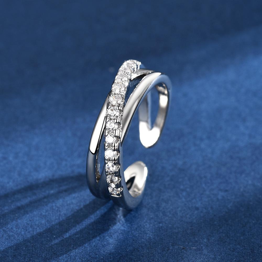 

Women s High-End Crisscross Pave Ring - Geometric European & American Style Luxury Adjustable Open