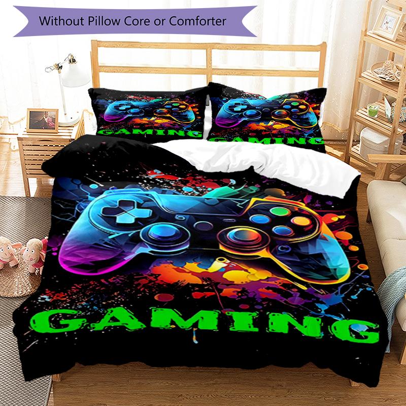 3pcs Game Controller Bedding Set Duvet Cover Closure Includes 1 Duvet Cover & 2 Pillowcases, Soft and Comfortable for All Seasons.