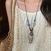 Painted ceramic fish necklace, Bohemian style woven rope necklace, women's vintage high-end beaded clavicle chain