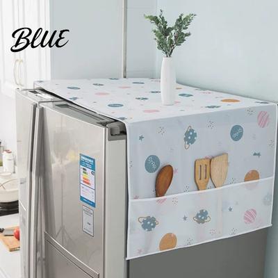 Kitchen Storage Organizer Refrigerator Cover Cloth with Side Pockets  Waterproof Dustproof PEVA Dust Cover  Home Decoration Accessories Easy