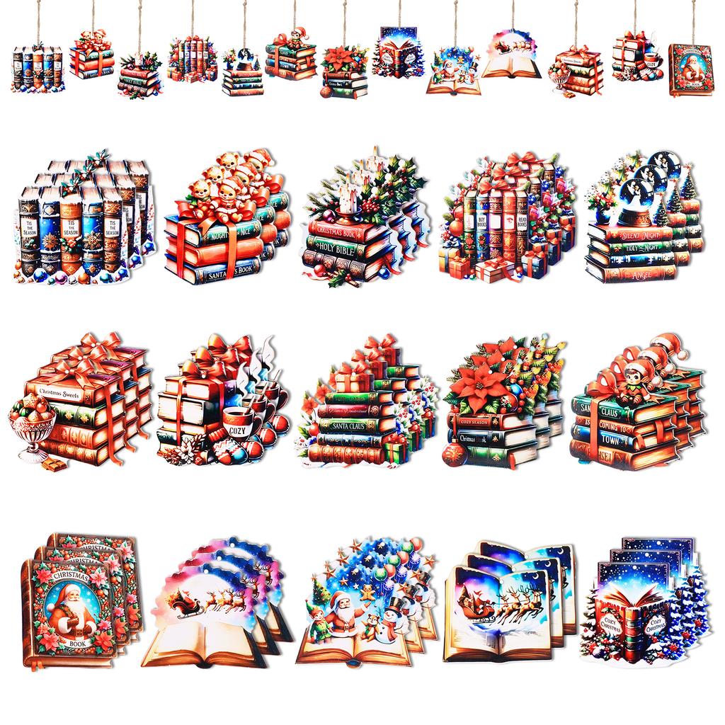 36/45pcs Christmas Wooden Hanging Ornaments Christmas Tree Ornaments Xmas Tree Hanging Ornament for Tree Decoration