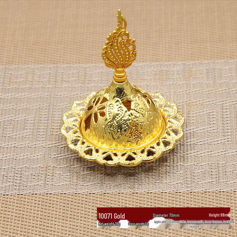 Mini Portable Arabic Incense Burner - Middle Eastern Style, Golden Tower Metal Aromatherapy Burner