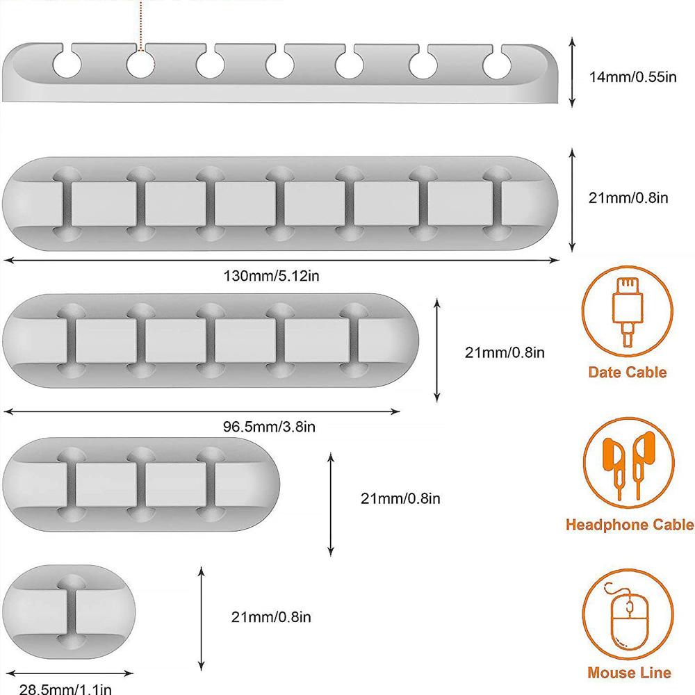 Cable Cord Wire Organizer Silicone USB Cable Winder Management Clips Self Adhesive for Mouse Keyboard Headset For iPhone Huawei