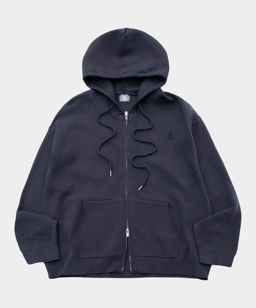 Someplace Man Normal Basic Line Oversized Logo Knit Hooded Zip-Up Jacket Jumper_3 Colors