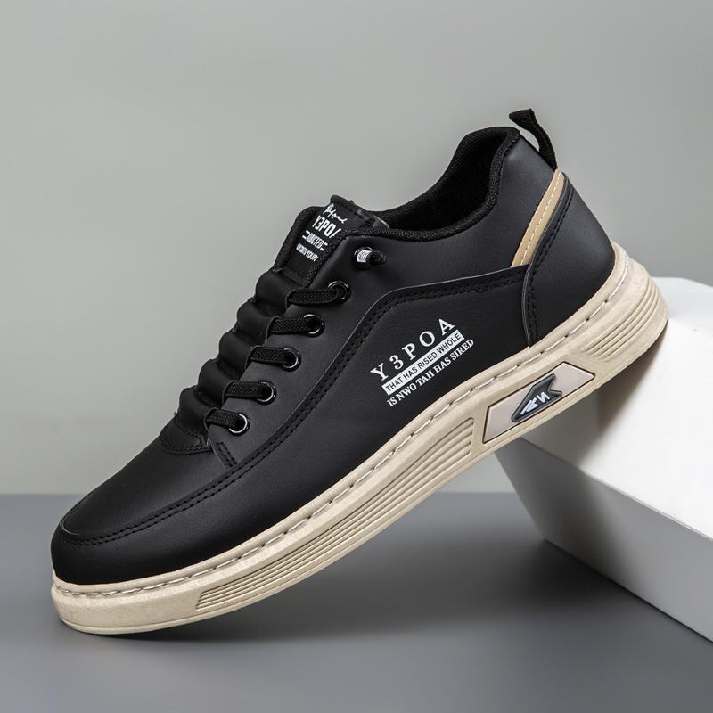 

Мужская обувь новая кожаная поверхность дышащая белая обувь мужская мягкая подошва спортивная нескользящая универсальная защита стопы повседневная обувь для скейтборда мужская 44 чёрный