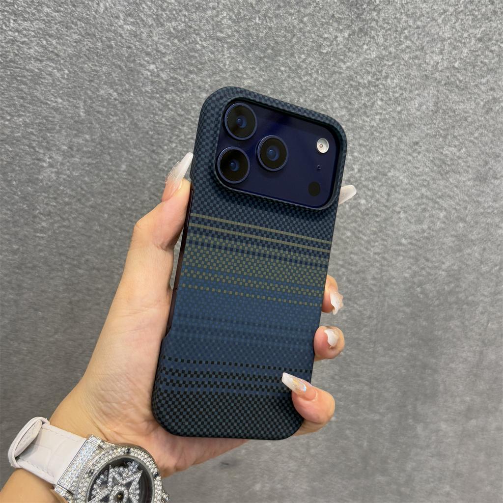 For Magsafe Frameless Carbon Fiber Texture PC Phone Case For iPhone 17 Air 16 Plus 15 14 13 12 17 Pro Max Wireless Charge Cover