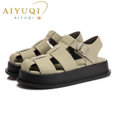 Sandali da donna Punta chiusa Sandali romani da donna nuovi estivi Sandali per scarpe da donna intrecciati alla moda con suola spessa per il tempo libero