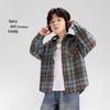 Zuoxi Boys' Plaid Long-Sleeved Shirt