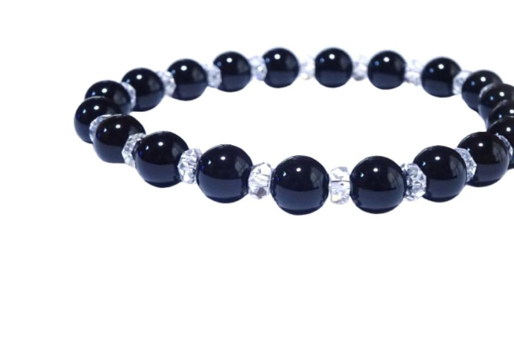 for Protection from Evil and Prosperity in Morion Bracelet for Men and Women Natural Power Stone 8mm Cut Quartz Women with Small Kanoishi [Amulet