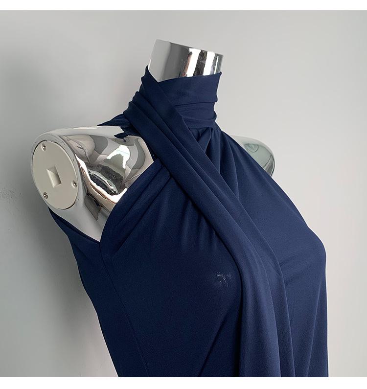 Dongdaemun Slim Fit Halter Top – Dámský univerzální top se stuhou zvýrazňující klíční kost a postavu