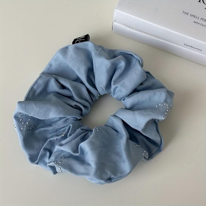 Vintage Denim Scrunchies Große Größe Elastisches Haarband Gummibänder Damen Haarschmuck Kopfbedeckung